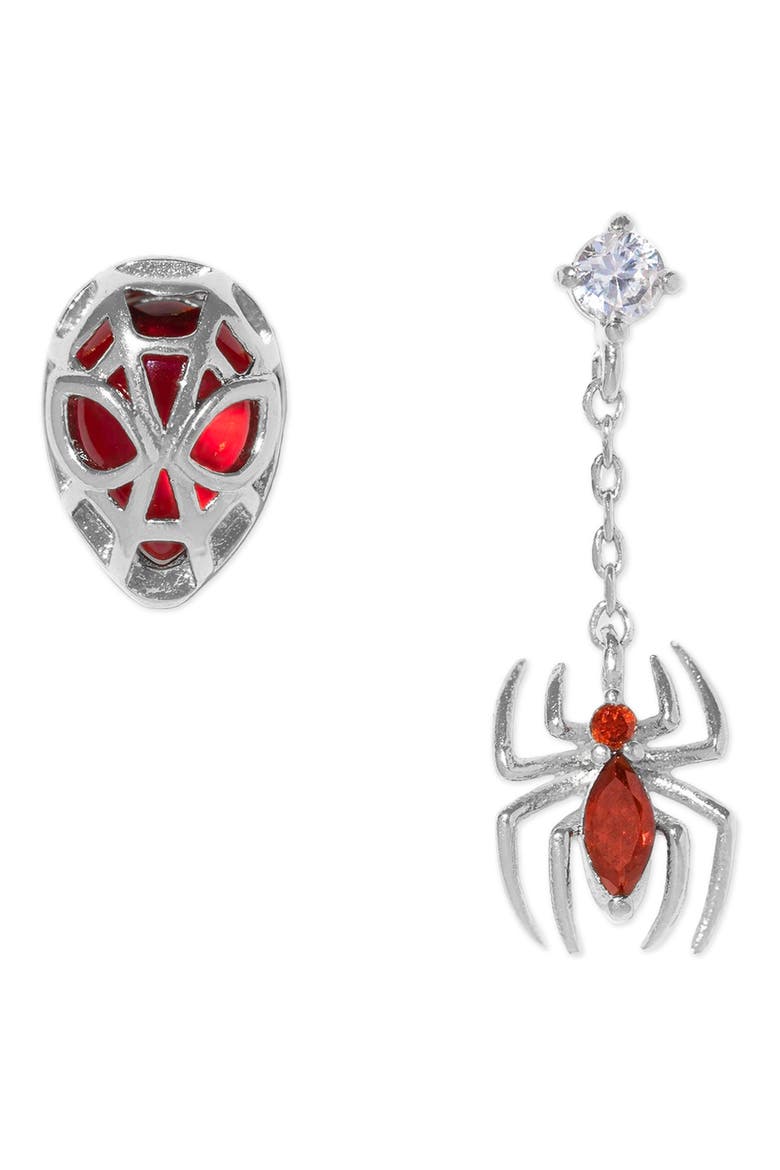 Marvels Spiderman Mismatched Stud Earrings, Main, color, SILVER