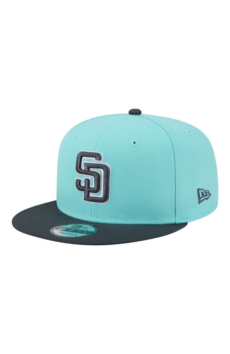 New Era Men's New Era Turquoise/Charcoal San Diego Padres Two-Tone Color Pack 9FIFTY Snapback Hat, Main, color, Turquoise