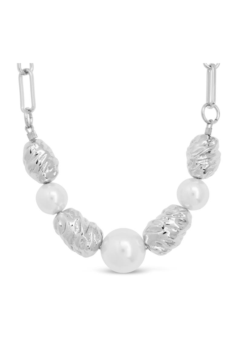 Sterling Forever Sylvie Cultured Pearl Paper Clip Chain Necklace, Alternate, color, 