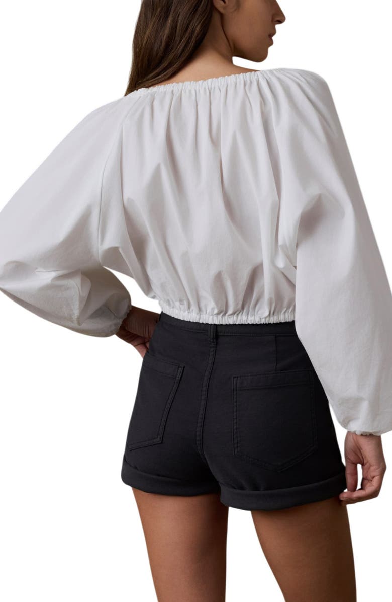 Faherty Nera Coastal Poplin Long Sleeve Crop Top, Alternate, color, White