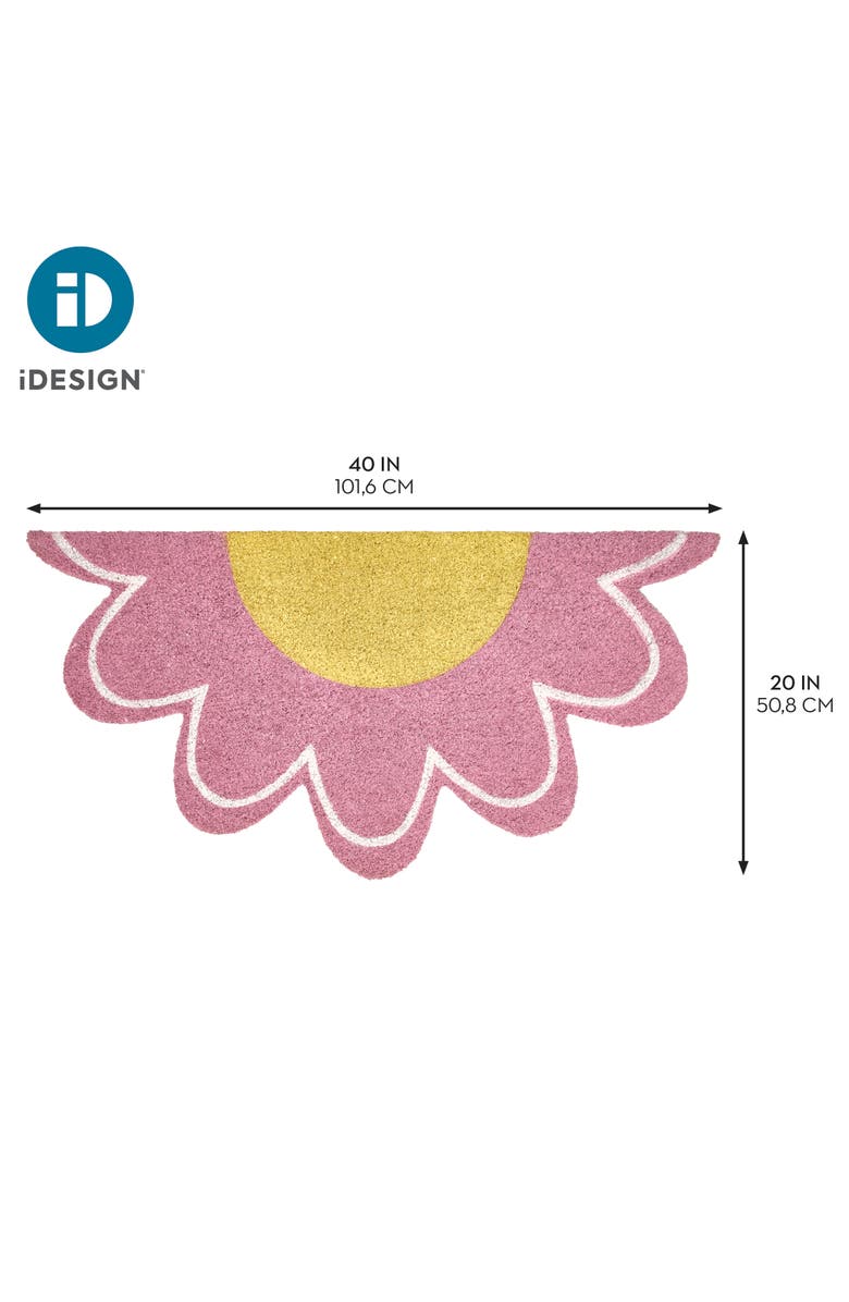mDesign Daisy Half-Circle Coir Doormat - Large Welcome Mat for Front Door, Pink, Alternate, color, Pink