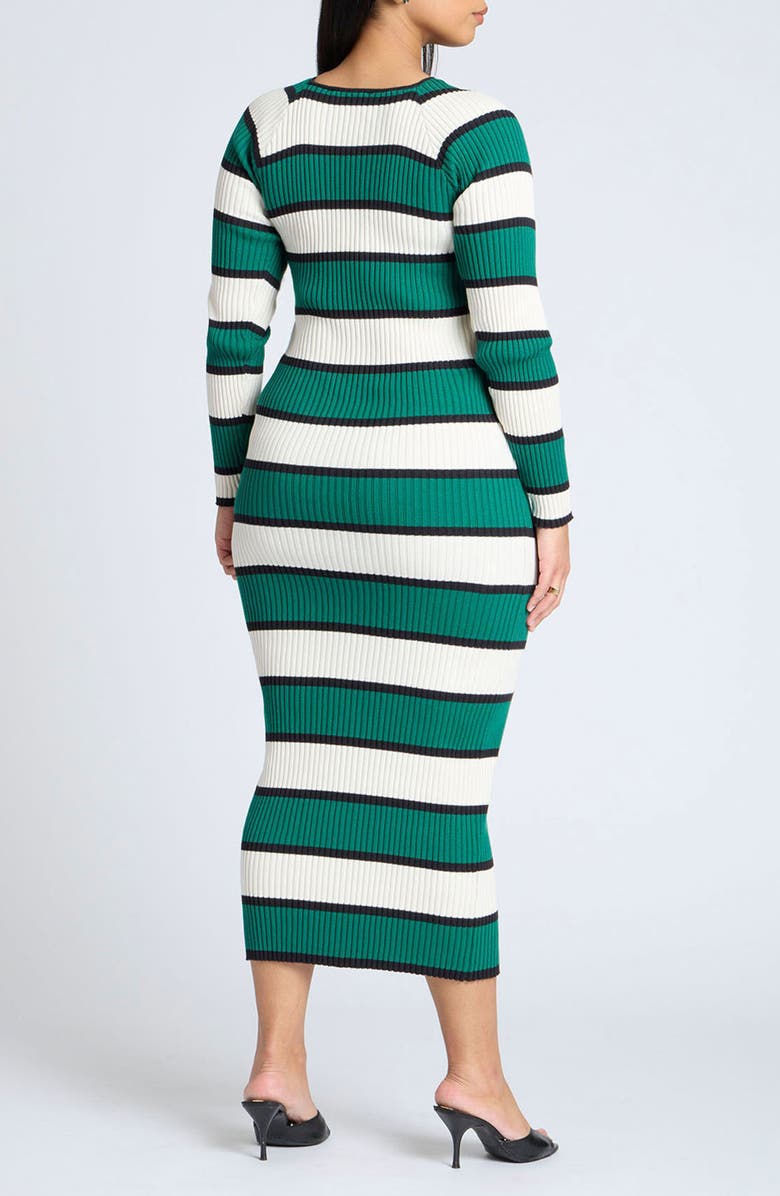 ELOQUII Striped Long Sleeve Sweater Dress, Alternate, color, 