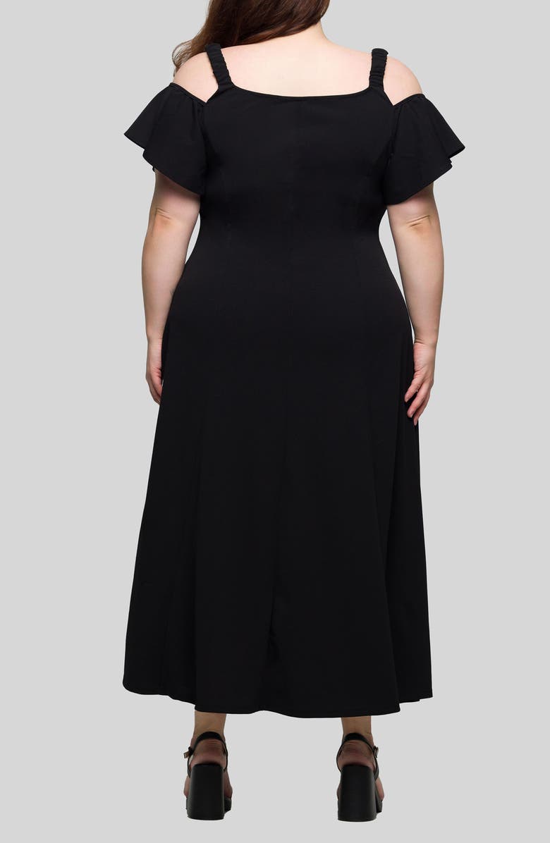 24seven Comfort Apparel Cold Shoulder Jersey Maxi Dress, Alternate, color, Black