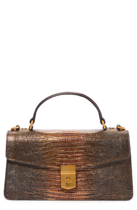 Genie Embossed Leather Top Handle Bag