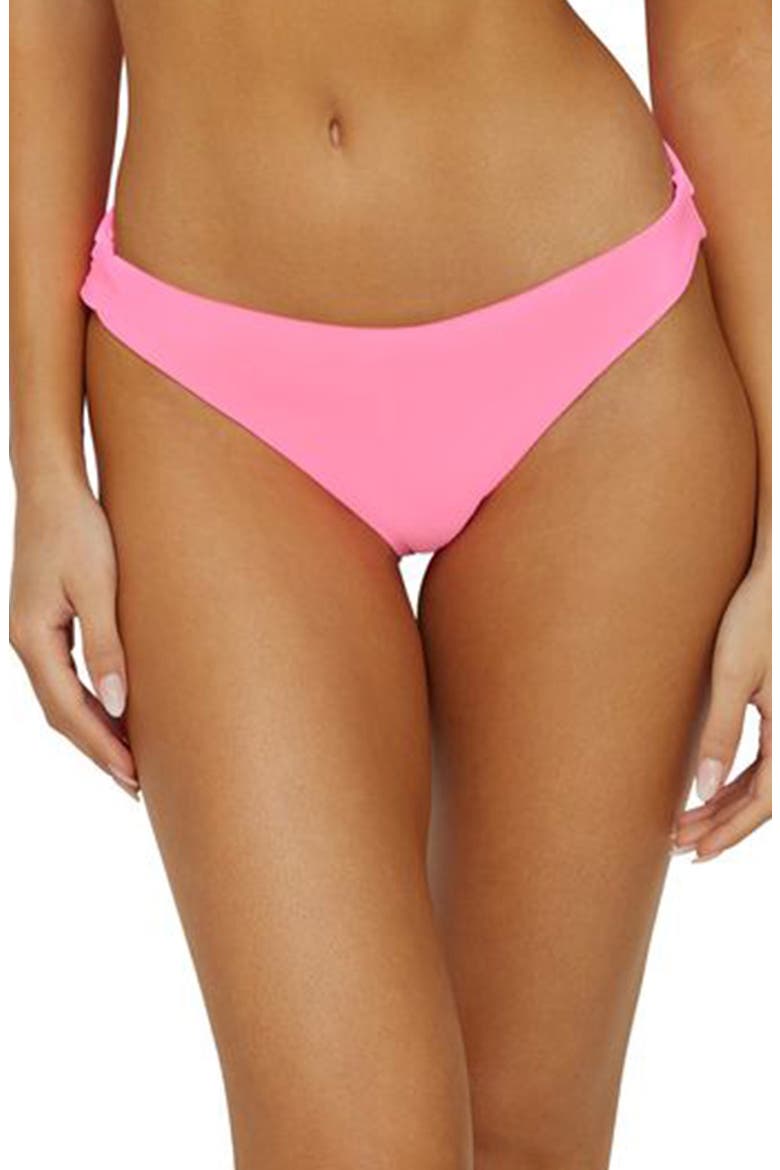 Ruched Bikini Bottoms, Main, color, VIVID PINK