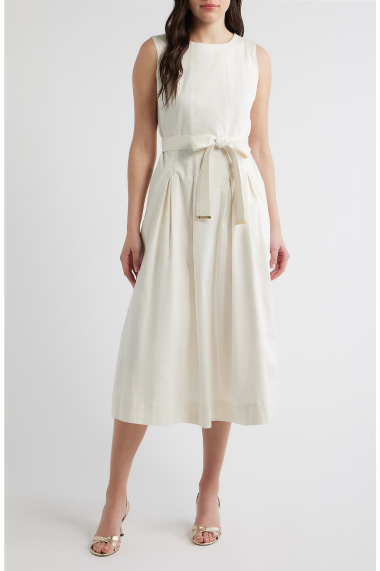 Sleeveless Stretch Cotton Midi Dress, Main, color, WHITE DOVE