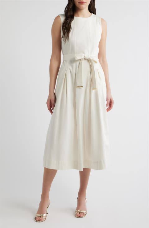 Sleeveless Stretch Cotton Midi Dress