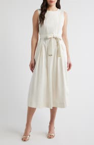 Anne Klein Sleeveless Stretch Cotton Midi Dress