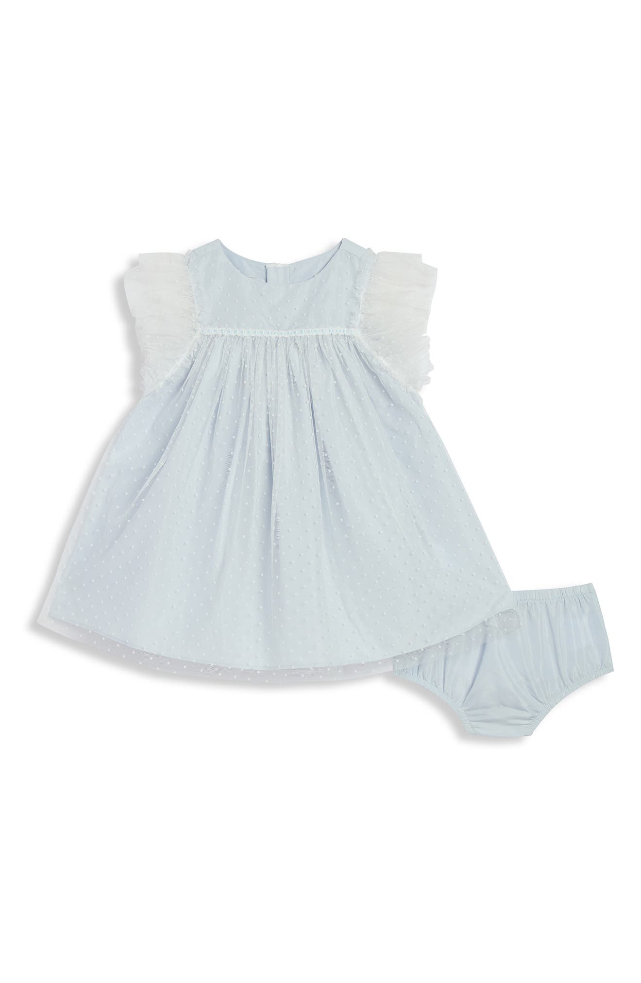 Pippa & Julie Lilly Mesh Dot Float Dress & Bloomers Set