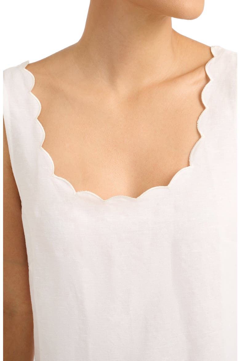 Air Linen Scallop Shift Dress, Alternate, color, WHITE