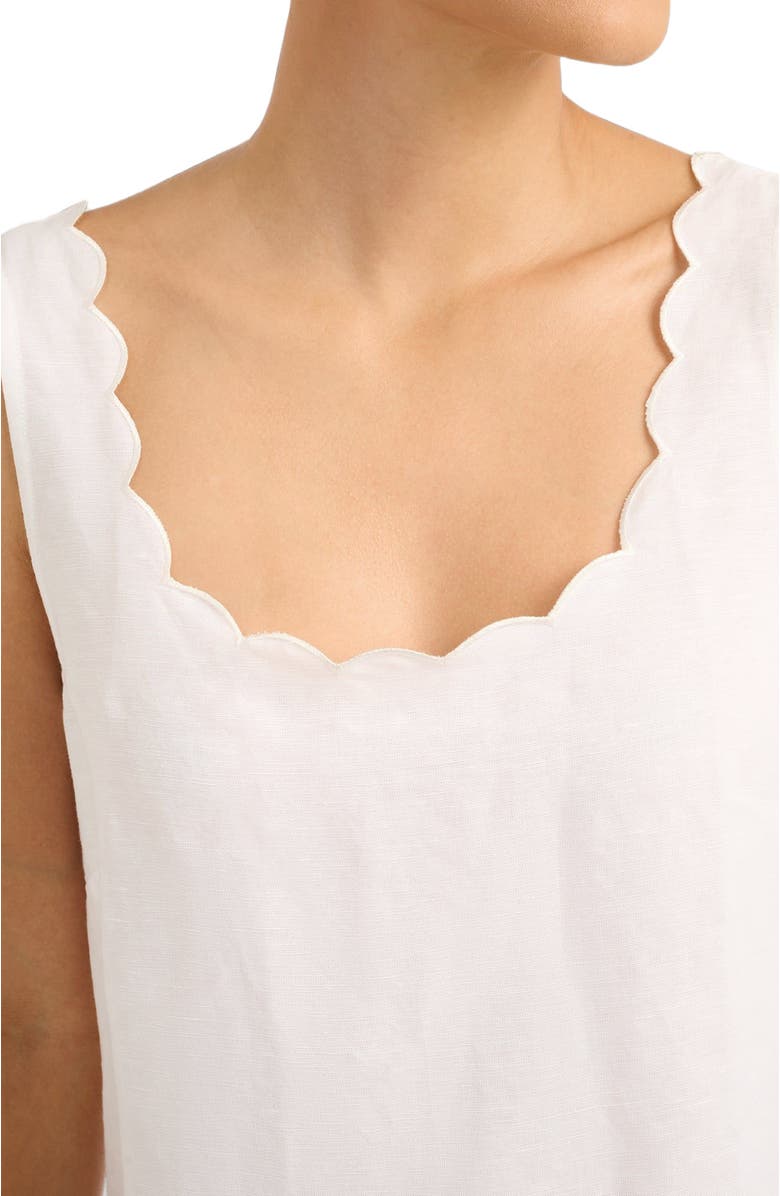 Onia Air Linen Scallop Shift Dress, Alternate, color, White