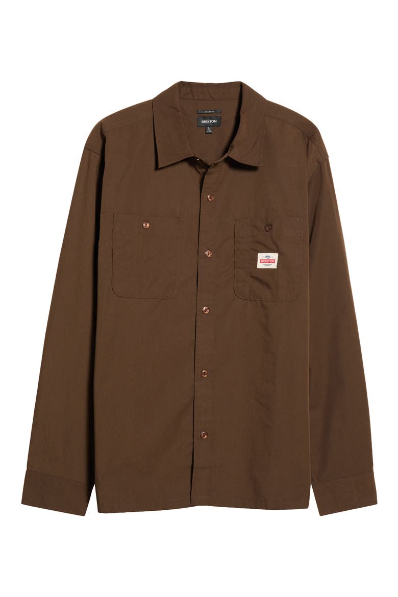 Trademark Long Sleeve Button-Up Shirt, Main, color, WALNUT BROWN