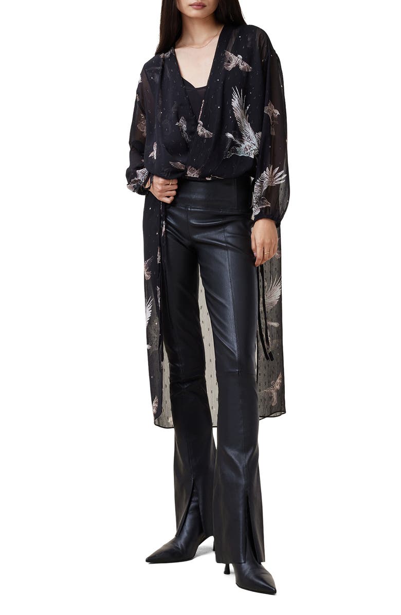 AllSaints Avala Sheer High/Low Top, Main, color, Spell Black