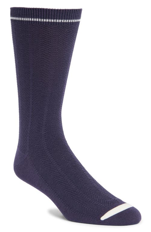 Nordstrom Solid Herringbone Viscose Blend Socks In Navy