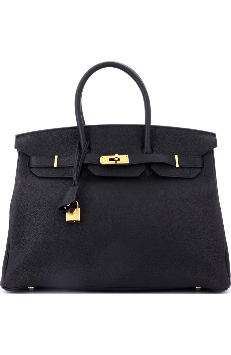 Pre-Owned Hermes Birkin Handbag Black Togo with Gold Hardware 35, Main, color, Noir