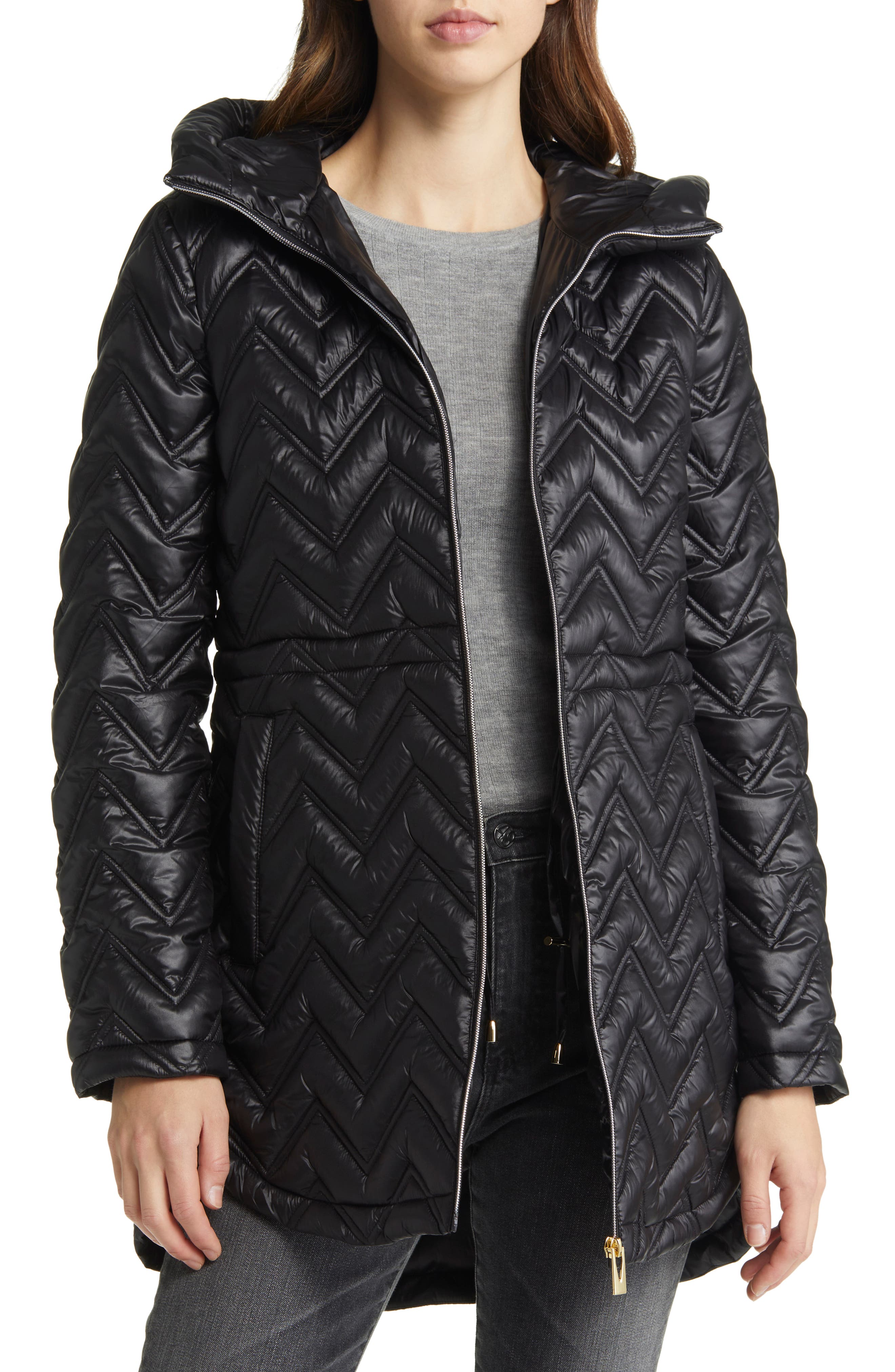 Zigzag Quilt Puffer Jacket