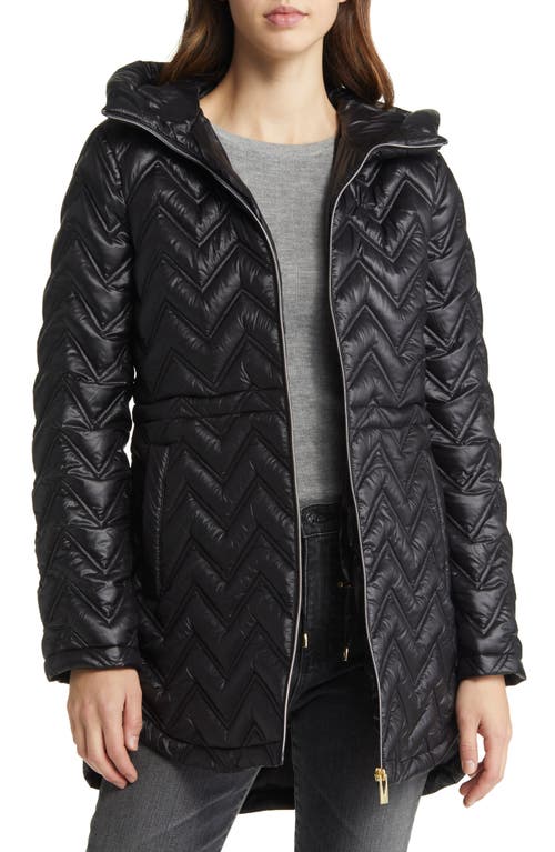 Via Spiga Zigzag Quilt Puffer Jacket in Black 
