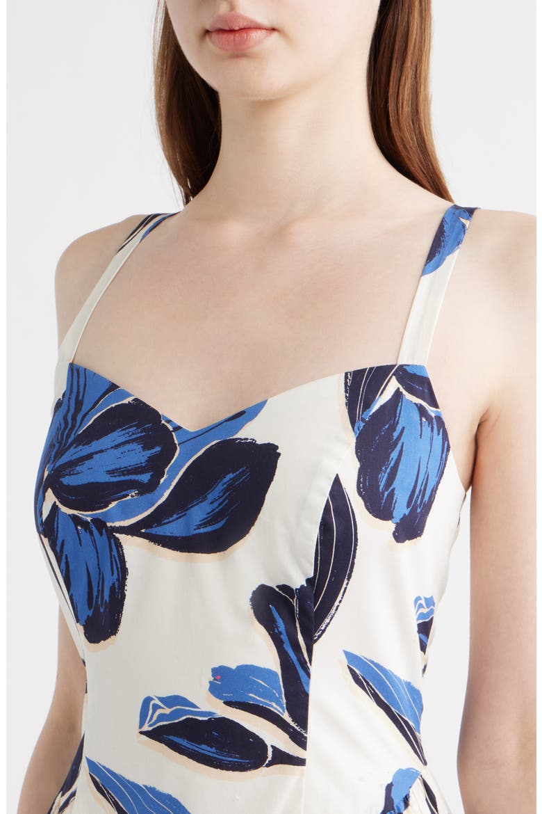 Floral Cotton Fit & Flare Midi Dress, Alternate, color, BLUE MULTI