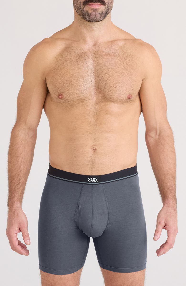 SAXX Essential Assorted 3-Pack Cotton Blend Boxer Briefs, Main, color, Black/ Turbulence/ Maritime