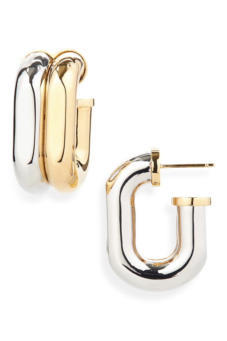 XL Link Two-Tone Hoop Earrings, Main, color, GOLD / SILVER