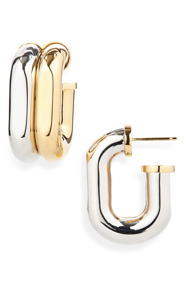Rabanne XL Link Two-Tone Hoop Earrings, Main, color, Gold / Silver