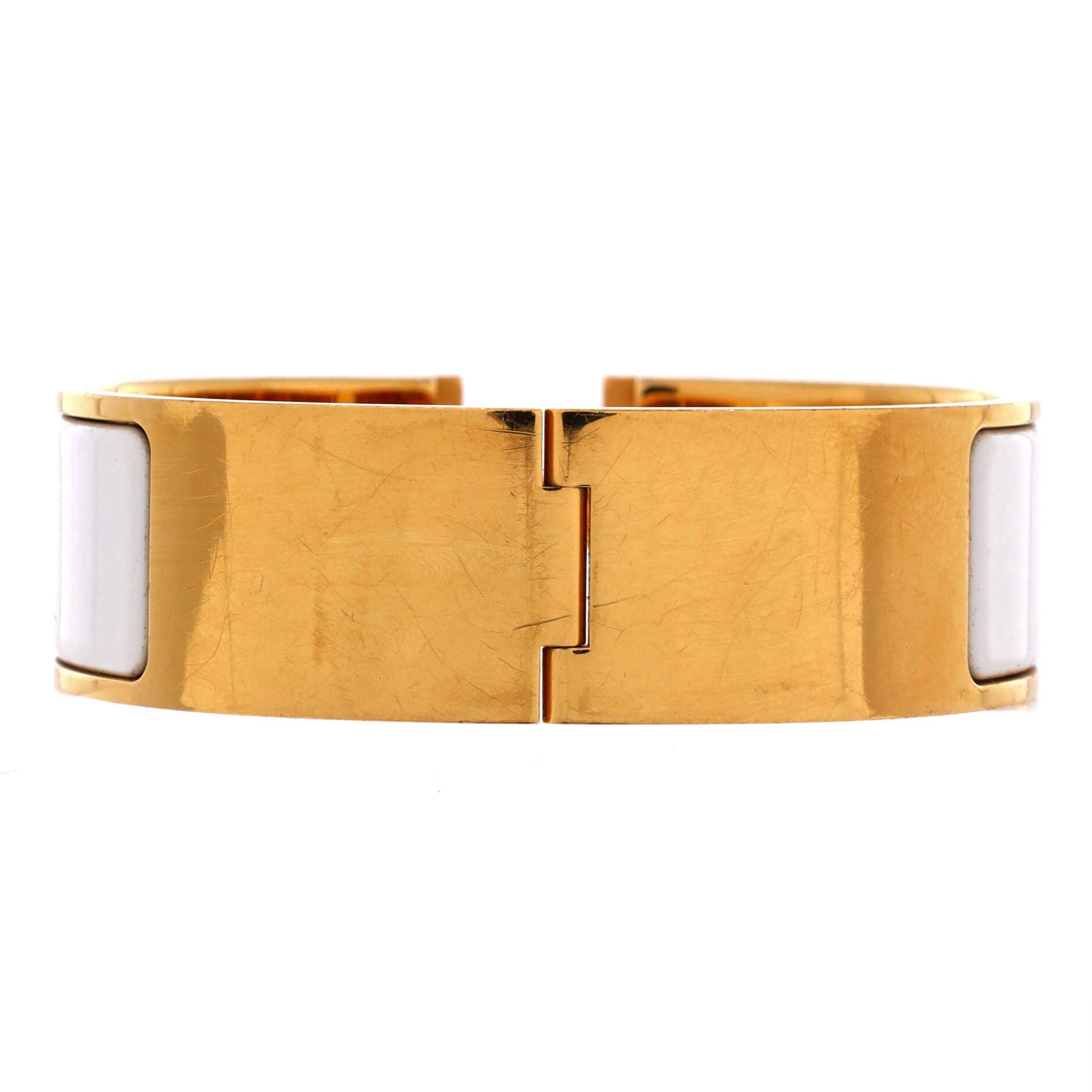 Clic H Bracelet Enamel Wide, Alternate, color, White