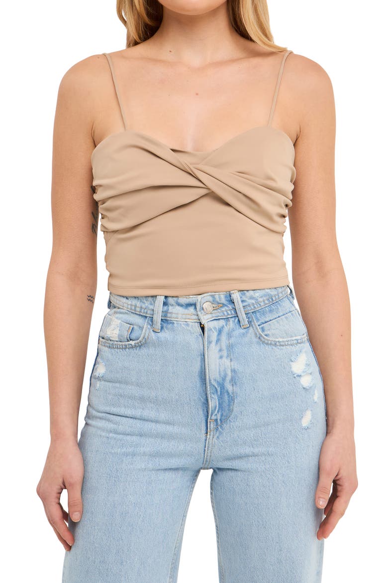 Ruched Twist Camisole, Main, color, TAUPE