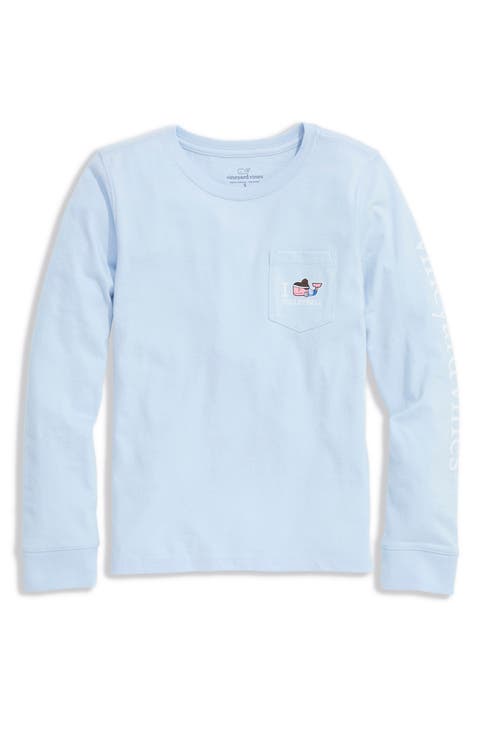 Kids' Volleyball Whale Logo Pocket Long Sleeve Graphic T-Shirt (Toddler, Little Kid & Big Kid)