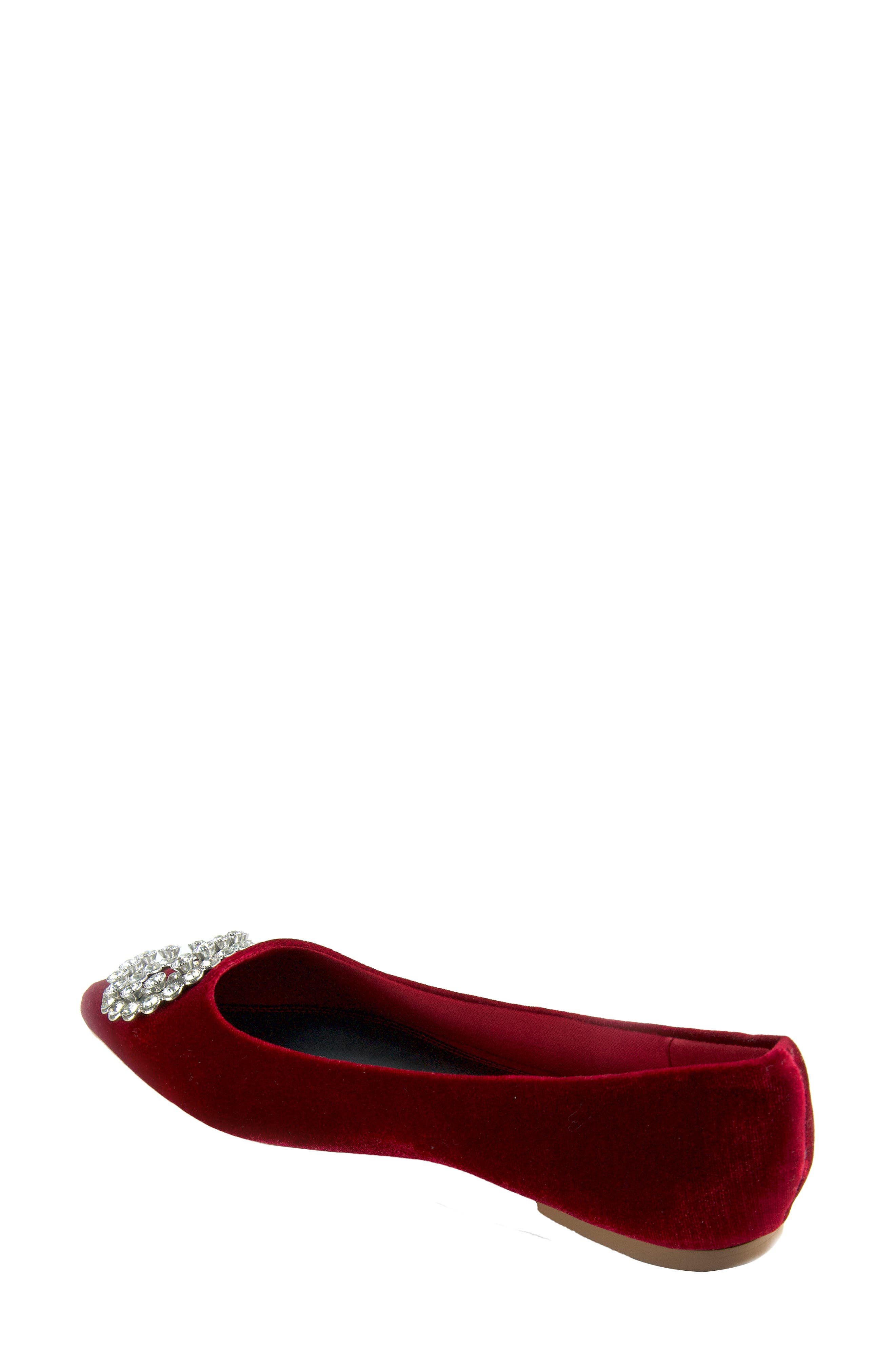Blossom Velvet Flat, Alternate, color, RED
