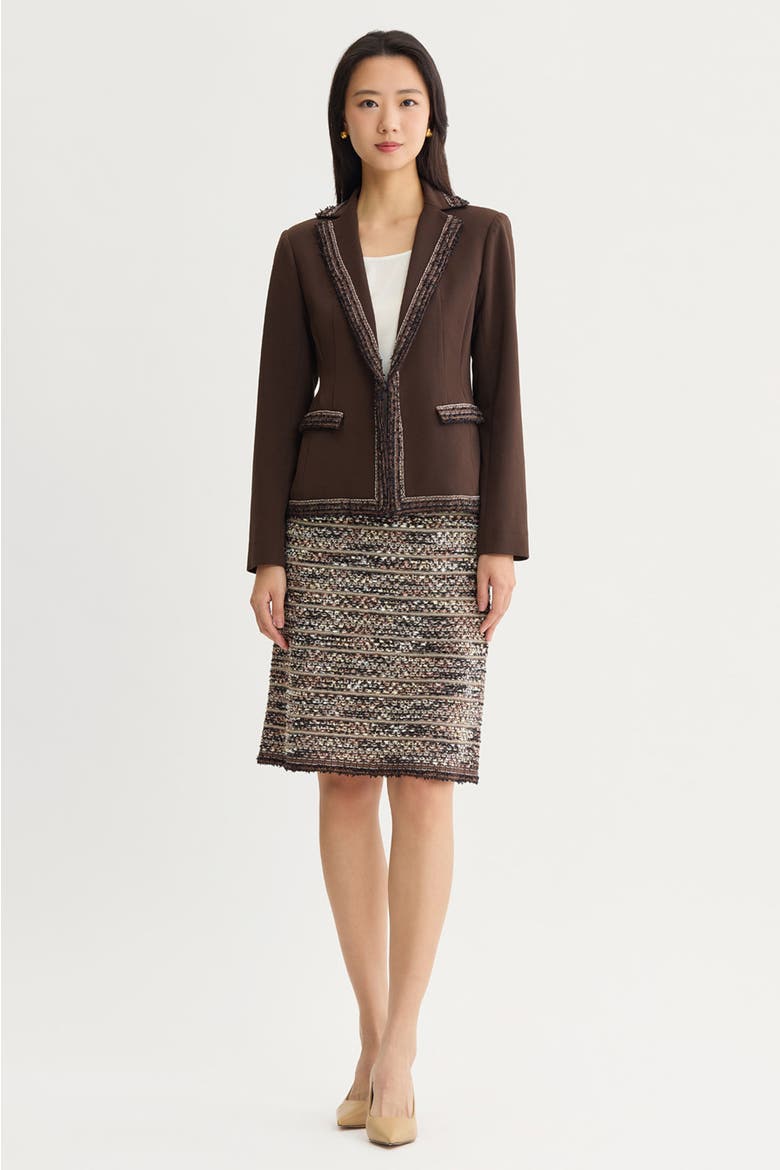 Eyelash Tweed Knit A-Line Skirt, Alternate, color, Warm Taupe/Dark Umber/Ivory