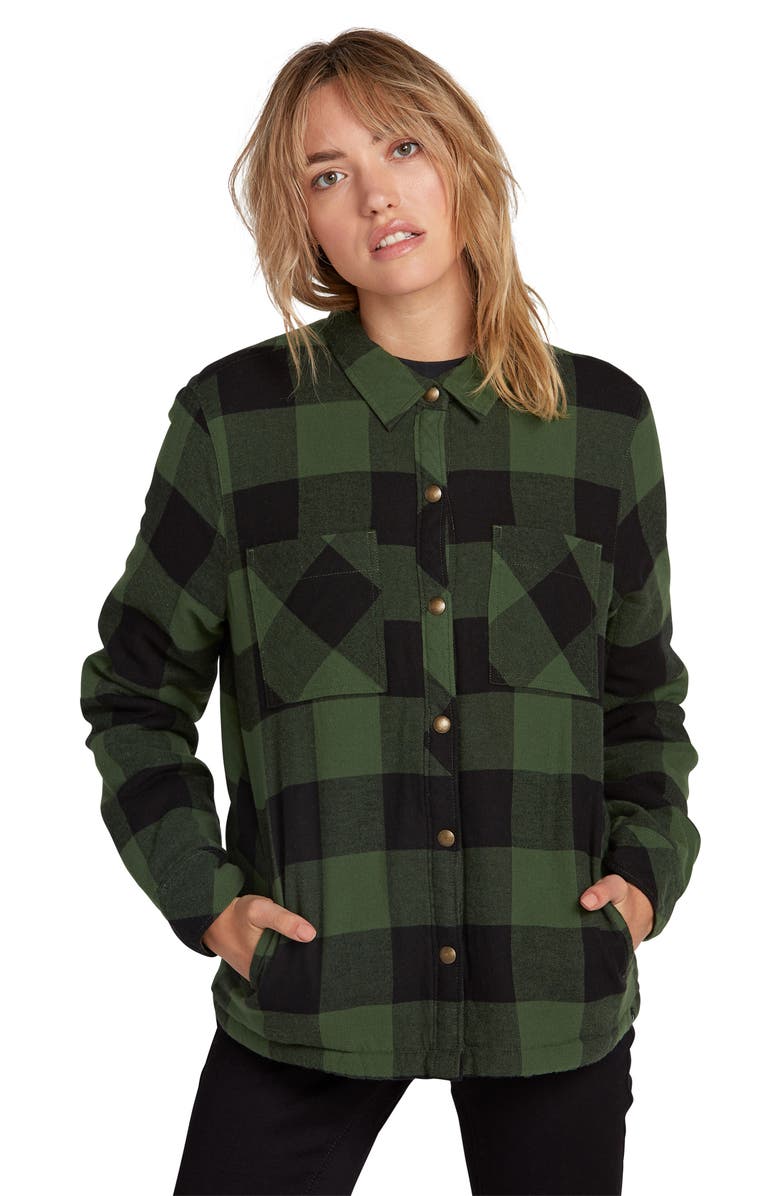 Volcom Plaid About You Plaid Flannel Shaket, Alternate, color,