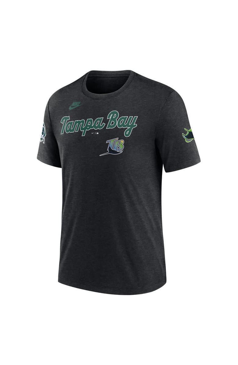 Nike Men's Nike Heather Black Tampa Bay Rays Cooperstown Collection Eras Tri-Blend T-Shirt, Alternate, color, Heather Black