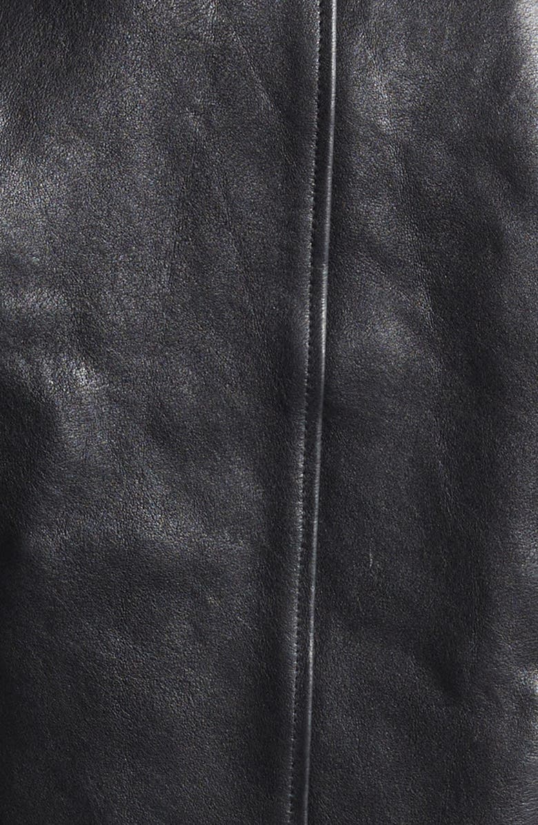 Alexander Wang Curved Sleeve Leather Crop Moto Jacket, Alternate, color, Black