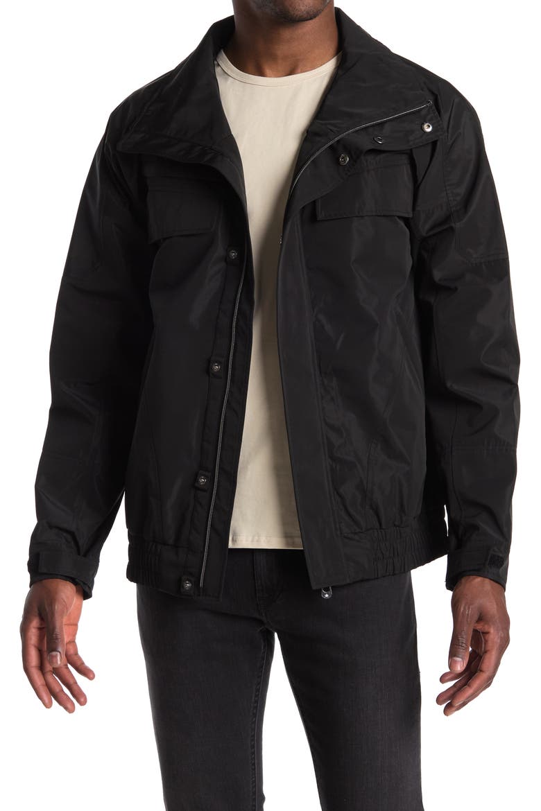 Bonded Poly Rain Bomber Jacket, Main, color, BLACK