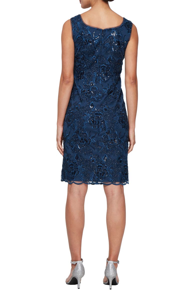 Alex Evenings Sequin Embroidered Sheath Dress with Jacket, Alternate, color, Navy