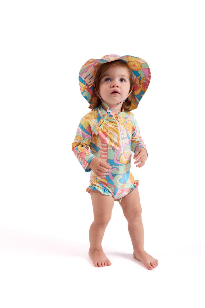 The Paradiso - Girls Rash Guard One Piece with Ruffle UPF 50+, Alternate, color, Yellow