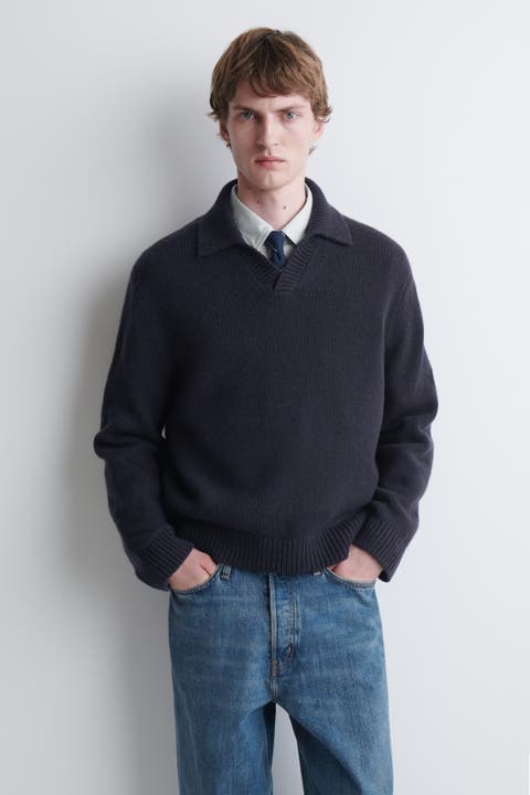 Chunky Cashmere Polo Sweater