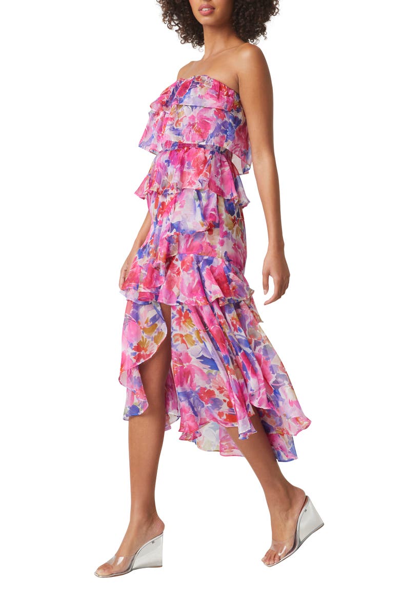 Luciana Floral Strapless Tiered Dress, Alternate, color, IN FULL BLOOM