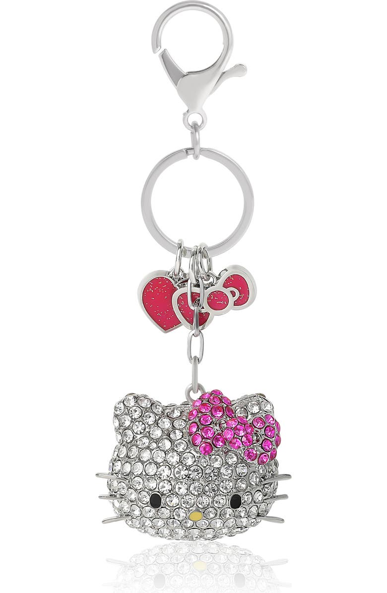 Hello Kitty Crystal Cluster Pavé Bag Charm Keychain, Main, color, Clear Crystal, Pink
