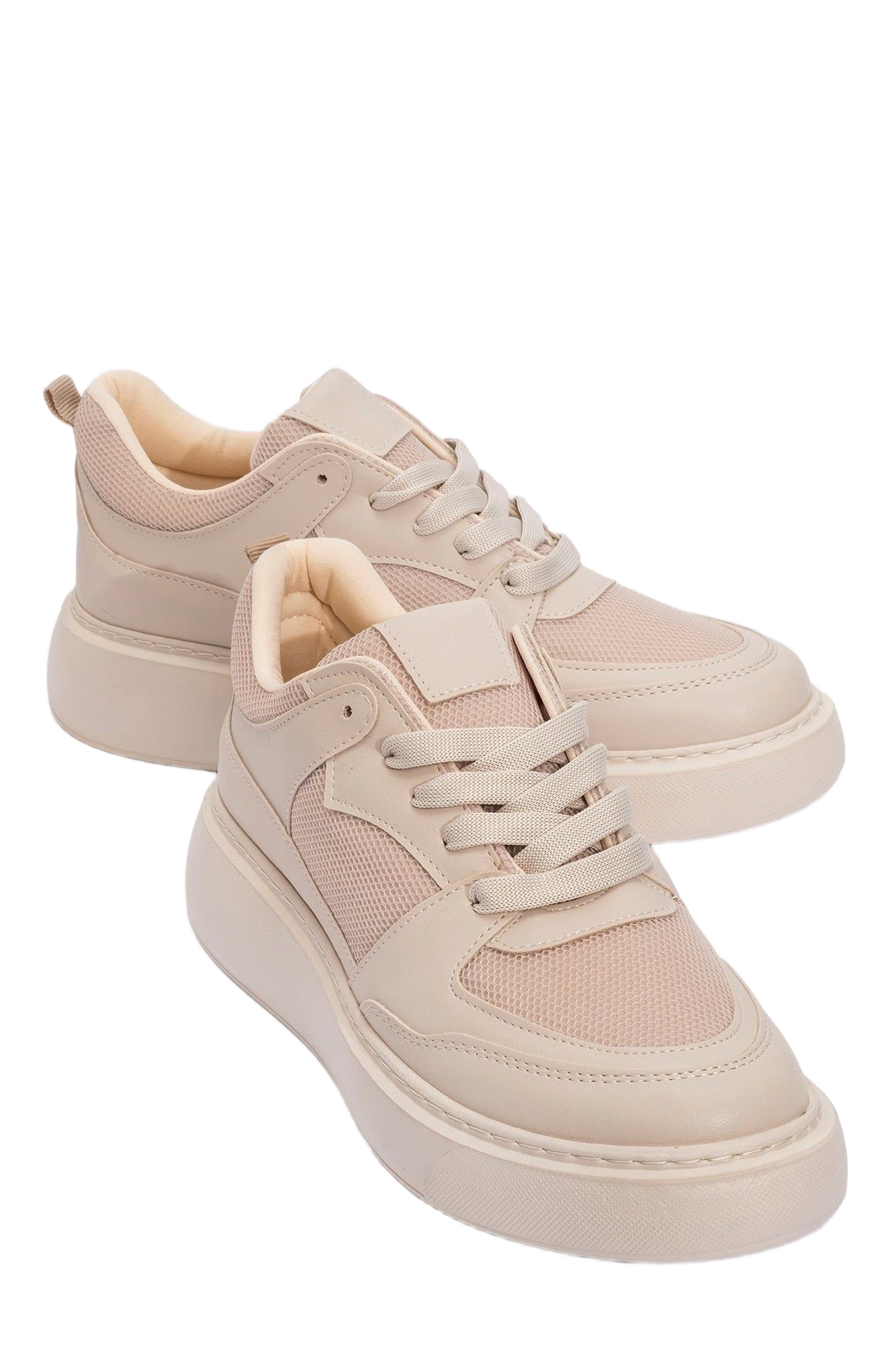 Forever & Always Shoes Ingrid Platform Sneakers, Alternate, color, Beige