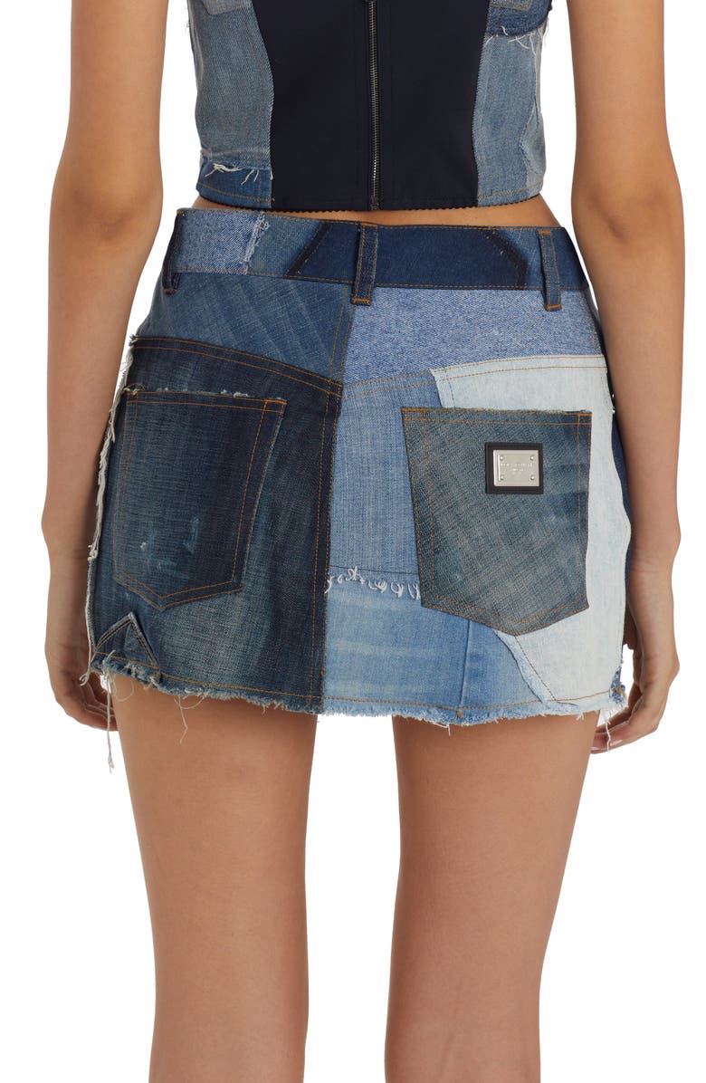 Dolce&Gabbana Patchwork Denim Miniskirt, Alternate, color,