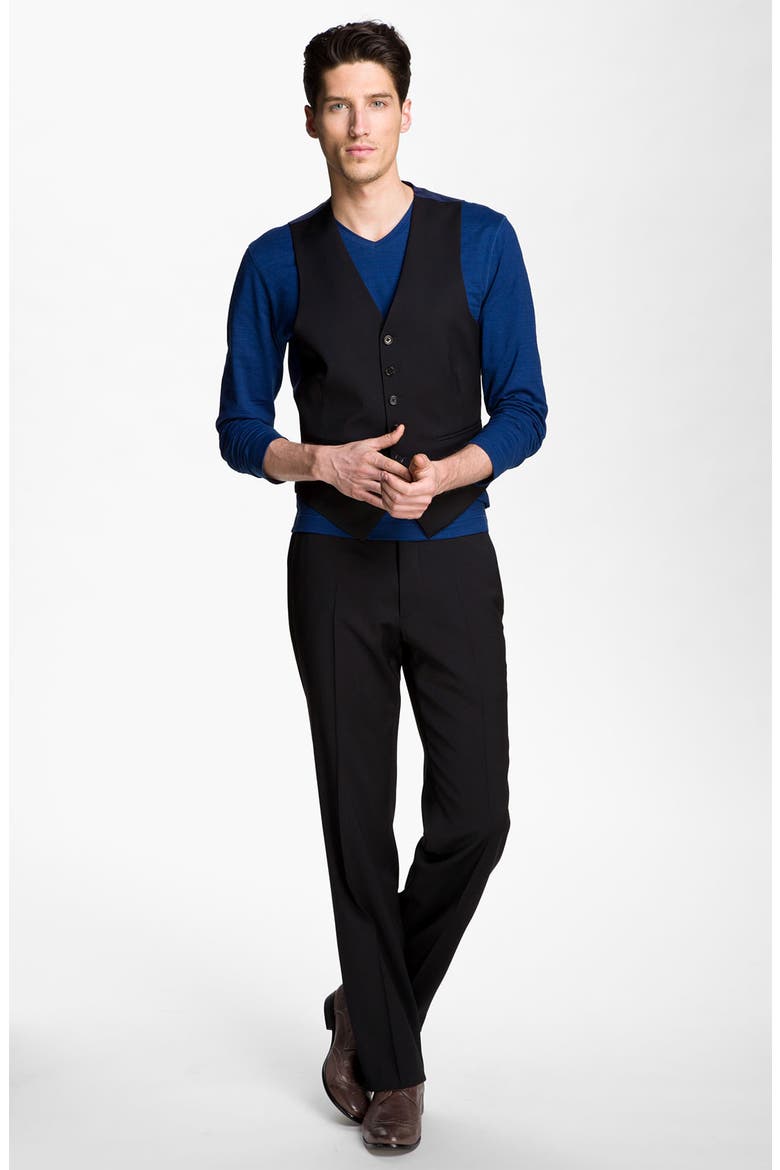 Wool Front Vest, Alternate, color, BLACK SOLID