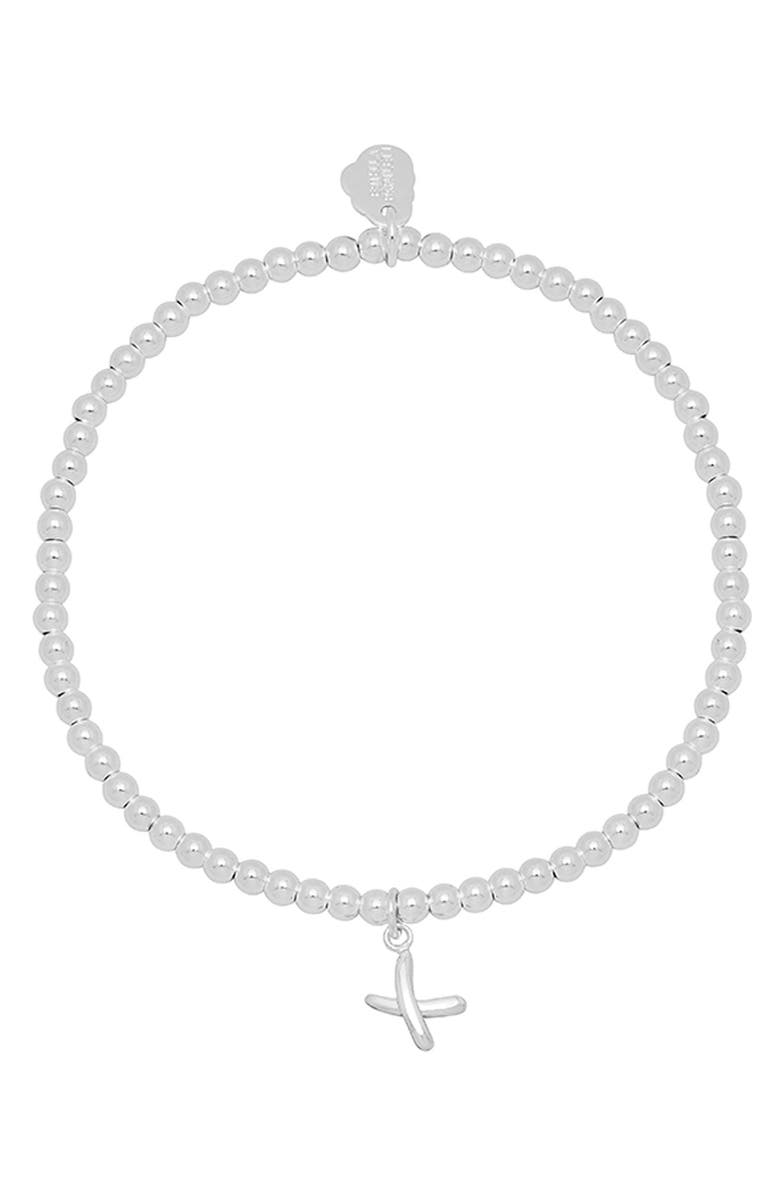Estella Bartlett Sienna Kiss Beaded Stretch Bracelet, Alternate, color, Silver