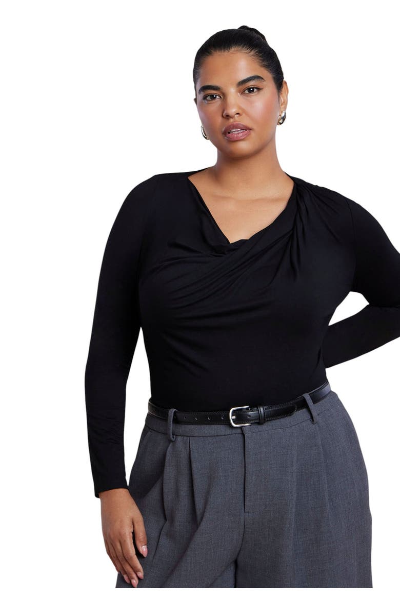 Twisted Drape Top (plus), Alternate, color, BLACK ONYX