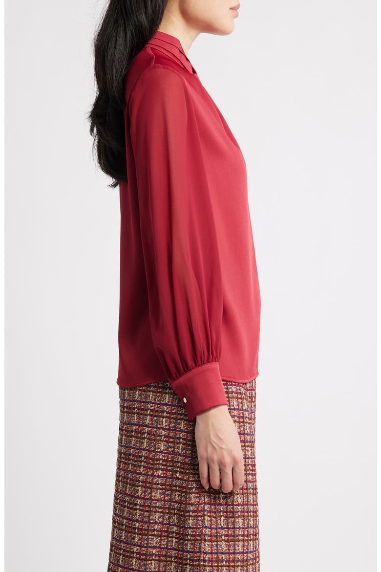 Twist Front Crépe de Chine Top, Alternate, color, SCARLET RED