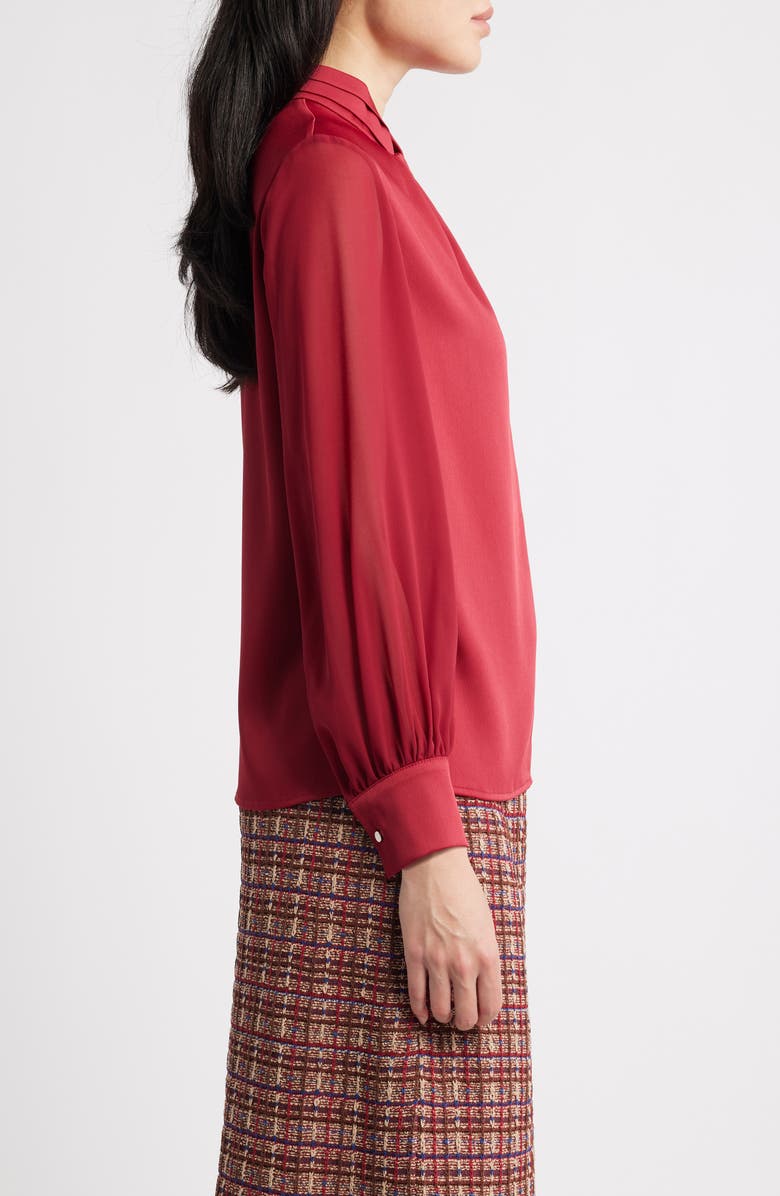 Misook Twist Front Crépe de Chine Top, Alternate, color, Scarlet Red