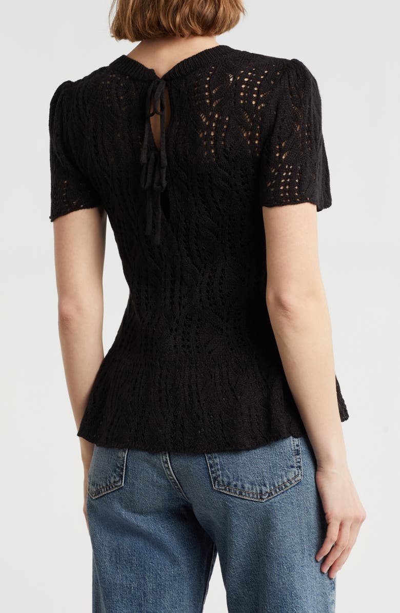 Daniel Rainn Openwork Peplum Top, Alternate, color, Q095 Black