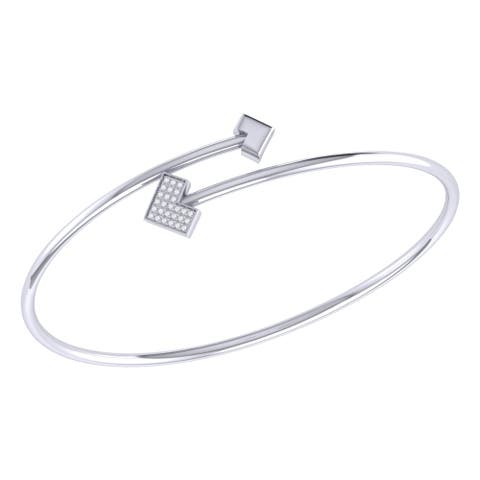 One Way Arrow Sterling Silver Diamond Bangle