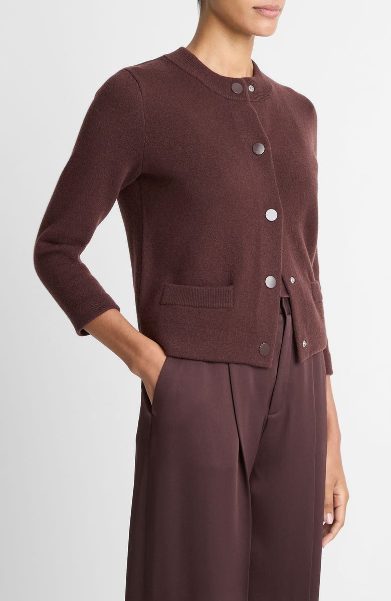 Vince Shrunken Wool & Cashmere Snap Cardigan, Alternate, color, Fig
