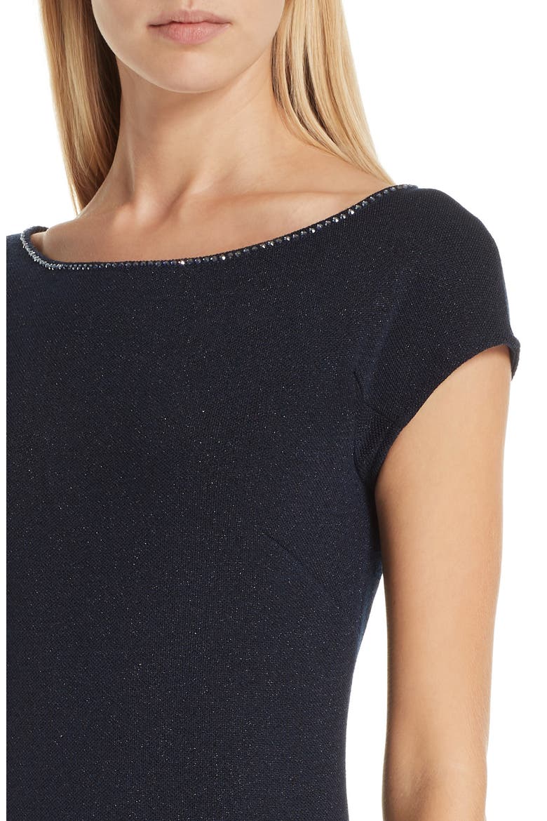 Mod Metallic Knit Sheath Dress, Alternate, color, NAVY